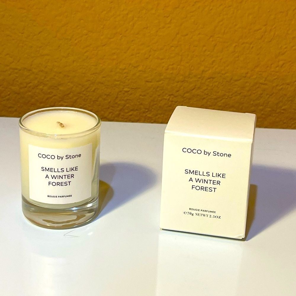 Stone Candles: Smells like a Winter Forest Coconut Wax 2.5 oz Glass Jar w/ Box
